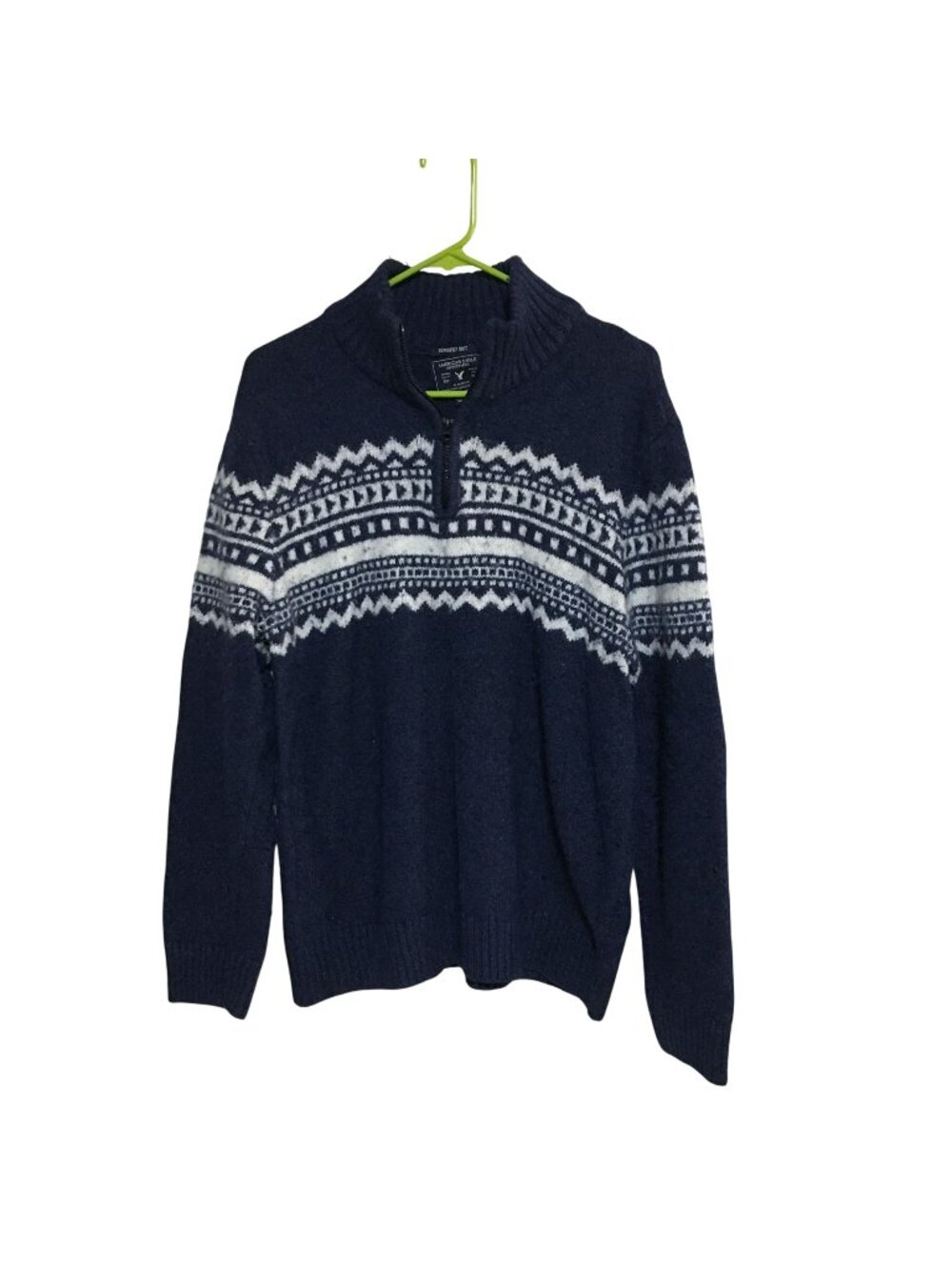 AMERICAN EAGLE SERIOUSLY SOFT 1/4 ZIP BLUE SWEATER MENS SIZE XL